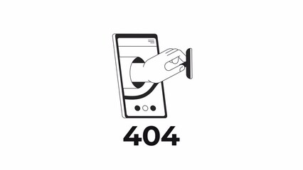 Poster - Health screening bw 404 animation. Telehealth telemedicine. Empty state 4K video concept footage with alpha channel transparency. Monochromatic error flash message for web page not found, UI design
