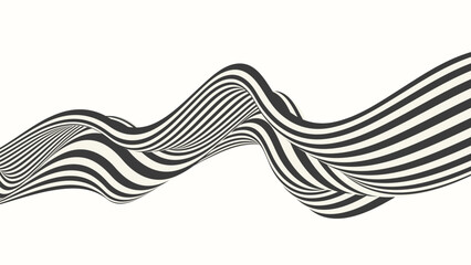 Abstract wave background, black and white wavy stripes or lines design.Optical art.