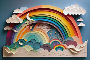 Wall Mural - rainbow in origami style, ai generated