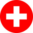 round Swiss national flag of Switzerland, Europe