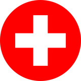 Fototapeta Big Ben - round Swiss national flag of Switzerland, Europe
