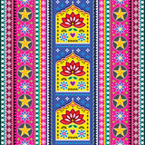 Fototapeta Kuchnia - 	
Pakistani or Indian truck art seamless vector vertical pattern with lotus flowers and leaves, background inspired by jingle trucks
