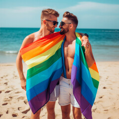 Wall Mural - gays having fun on beach holiday