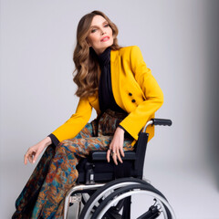 female fashion model in wheelchair