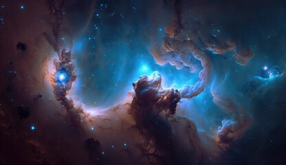 Wall Mural - beautiful space and nebula background made with generative ai