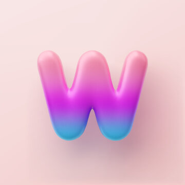3D Colorful Gradient letter W on a light background