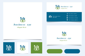 Business eye logo design with editable slogan. Branding book and business card template.