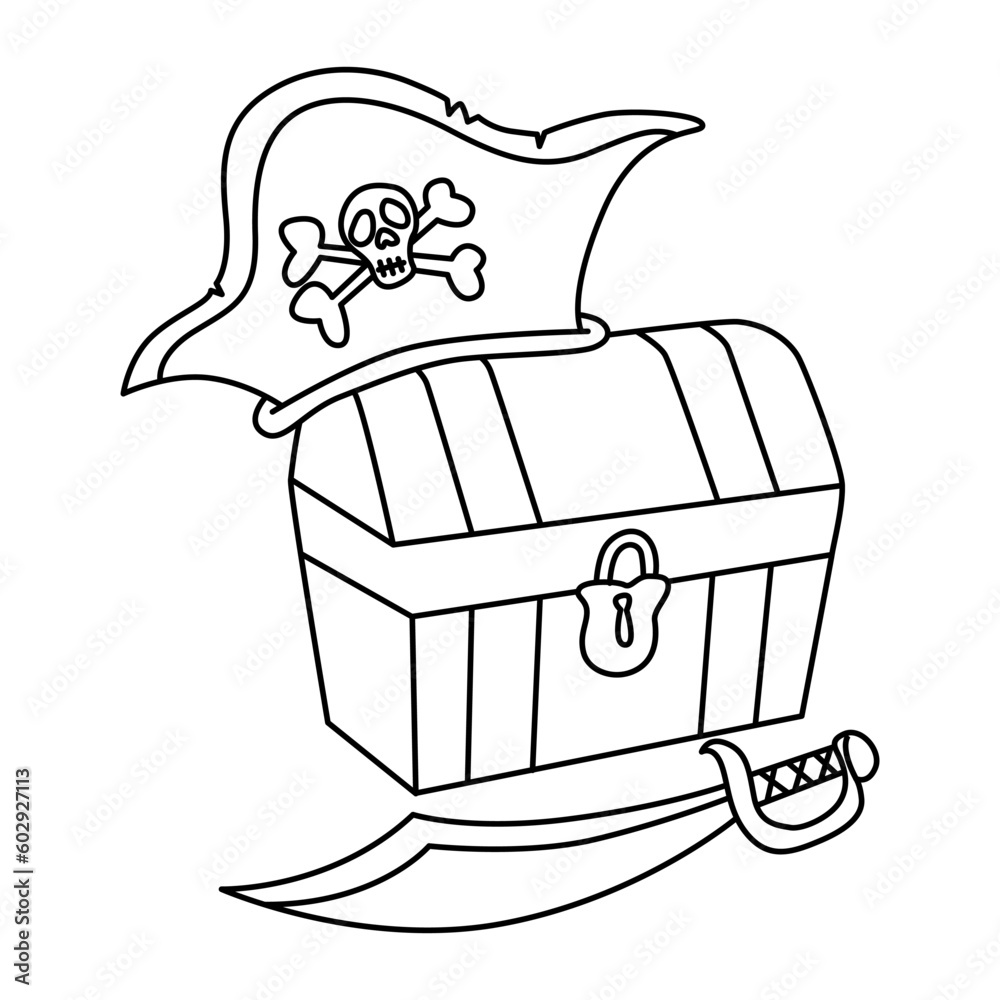 Treasure Chests cartoon vector illustration. For kids coloring book ...