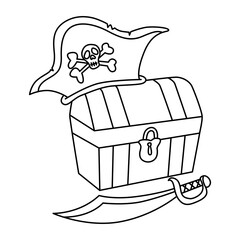 Wall Mural - Treasure Chests cartoon vector illustration. For kids coloring book.