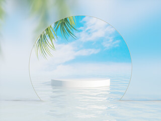 Leinwandbilder - Tropical summer scene with a podium for product display. 3d rendering.