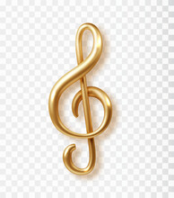 Gold Treble Clef Vector Icon Isolated. Realistic 3d Vector.