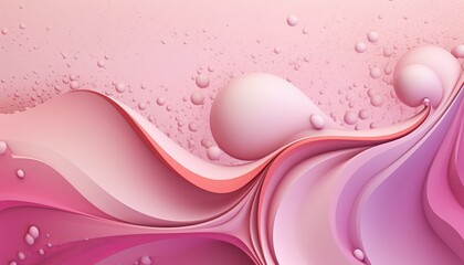 a pink and white abstract background with a pink wave and bubbles on it's side and a pink background with a pink wave and bubbles on the side