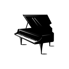 Sticker - piano vector white background, piano silhouette