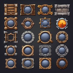 Wall Mural - button frame medieval ai generated