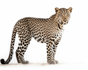 Wall Mural - photo of leopard isolated on white background. Generative AI