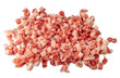 Pile diced bacon isolated