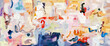 Modern impressionism technique. Wall poster print template. Abstract painting art. Hand drawn by dry brush of paint background texture. Oil painting style. Artistic pattern for web or graphic design.