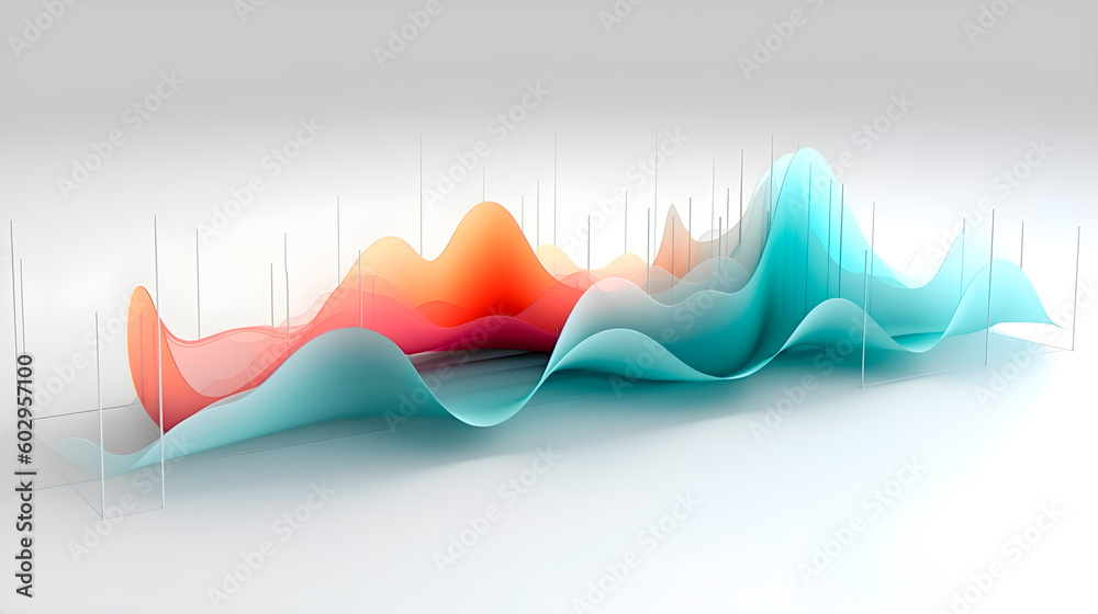 multi-colored volumetric smooth charts on a white background ...