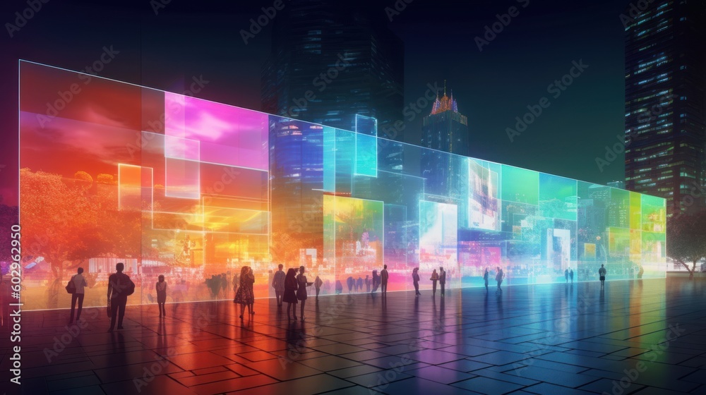 Concept of a bright and expansive future metropolis city square at ...