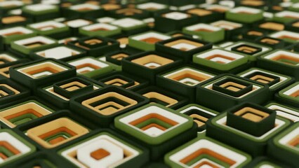 Green and brown 3d background Motion geometric cubes. 4k looped video.