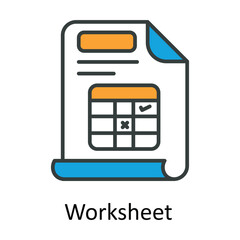 Worksheet vector Fill outline Icon Design illustration. Time Management Symbol on White background EPS 10 File