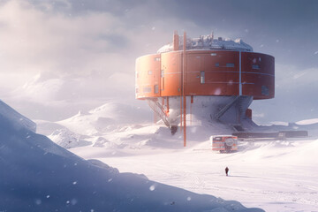 Wall Mural - Antarctica research station concept, building, cold, winter, arctic. Generative AI