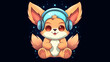 cute fox sitting in space | twitch emote style