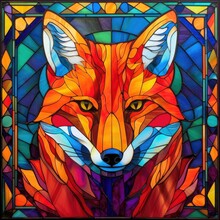 KITSUNE　ステンドグラス ステンドグラス、キツネ、モザイク、アート 無料画像 - Public Domain