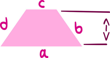 Poster - Pink trapezoid geometric figure with guides