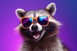glasses animal music young fun ai background party raccoon portrait pet. Generative AI.