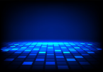Aufkleber - Network connection concept blue vector illustration. Futuristic hexagon perspective wide angle landscape. Futuristic honeycomb concept. Big data digital background.