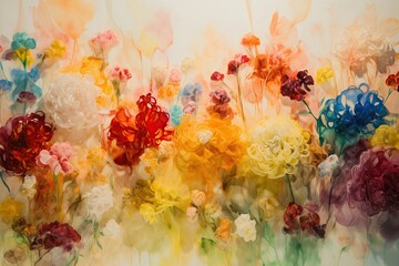 Wall Mural - Abstract watercolor background with flowers. Generative AI.