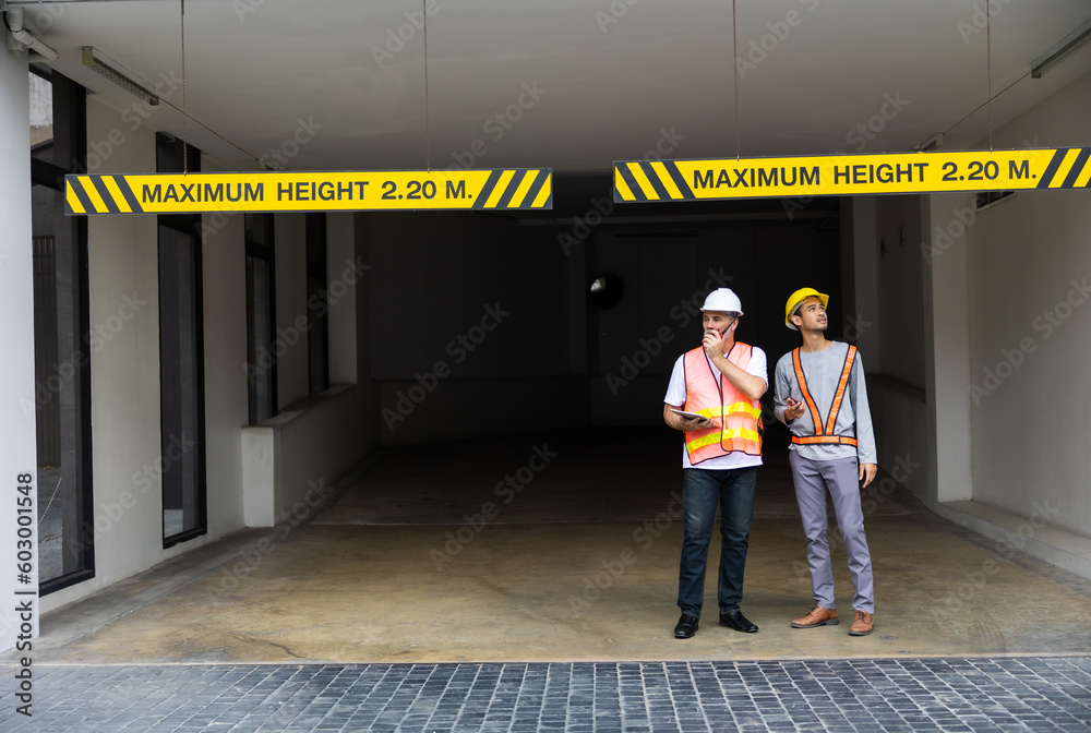 Senior Architect contractor and team engineering inspecting building ...
