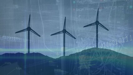 Poster - Animation of financial data processing over wind turbines