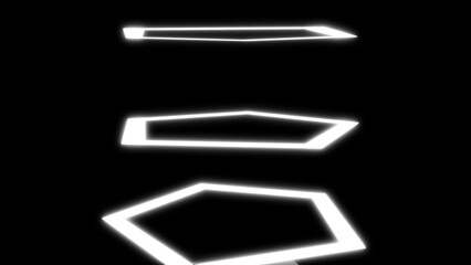 Poster - Abstract neon polygons in black space, 3d render backdrop, computer generating