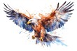 Watercolor flying eagle. Generative ai
