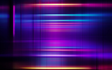 Poster - Neon multicolored geometric shapes on a dark background. Bright, abstract, futuristic background.