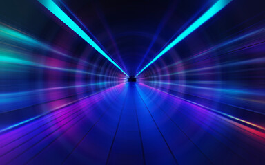 Leinwandbilder - Neon multicolored geometric shapes on a dark background. Bright, abstract, futuristic background.