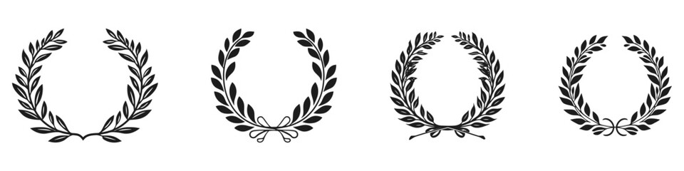  Laurel Wreath floral heraldic element set, Vector icon, logo on white background