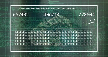 Aufkleber - Animation of cloud, padlock and data processing over computer servers