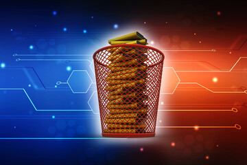 Poster - 3d rendering folder in recycle bin
