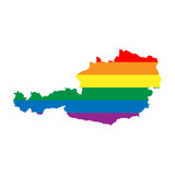 Fototapeta  - Austria country silhouette. Country map silhouette in rainbow colors of LGBT flag.