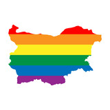 Fototapeta  - Bulgaria country silhouette. Country map silhouette in rainbow colors of LGBT flag.