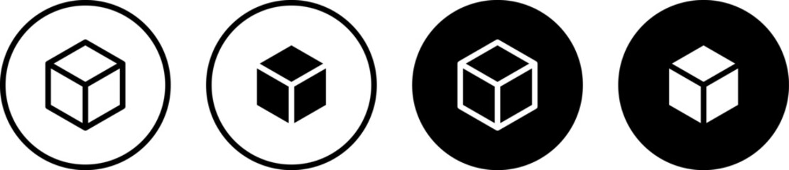 Wall Mural - cube vector icon set. 3d cube line in circle symbol. augmented reality logo for website design and m