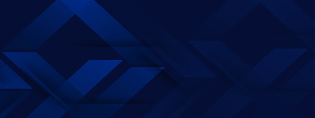 Abstract banner design with blue geometric background