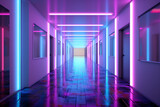 Fototapeta Do przedpokoju - bright purple and pink lights in a hallway. generative AI