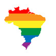 Brazil country silhouette. Country map silhouette in rainbow colors of LGBT flag.