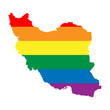 Iran country silhouette. Country map silhouette in rainbow colors of LGBT flag.