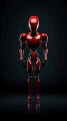 Poster - hi-tech synthetic bio-ethereal robot in red titanium. generative ai