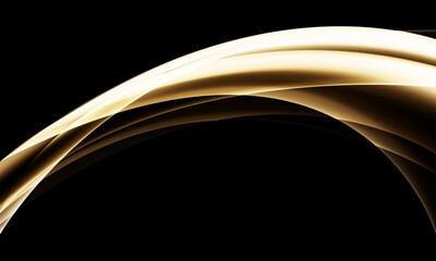 Poster - Abstract gold glass curve wave overlap on black design modern luxury futuristic creative background vector